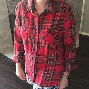 Treasure and Bond red plaid button down